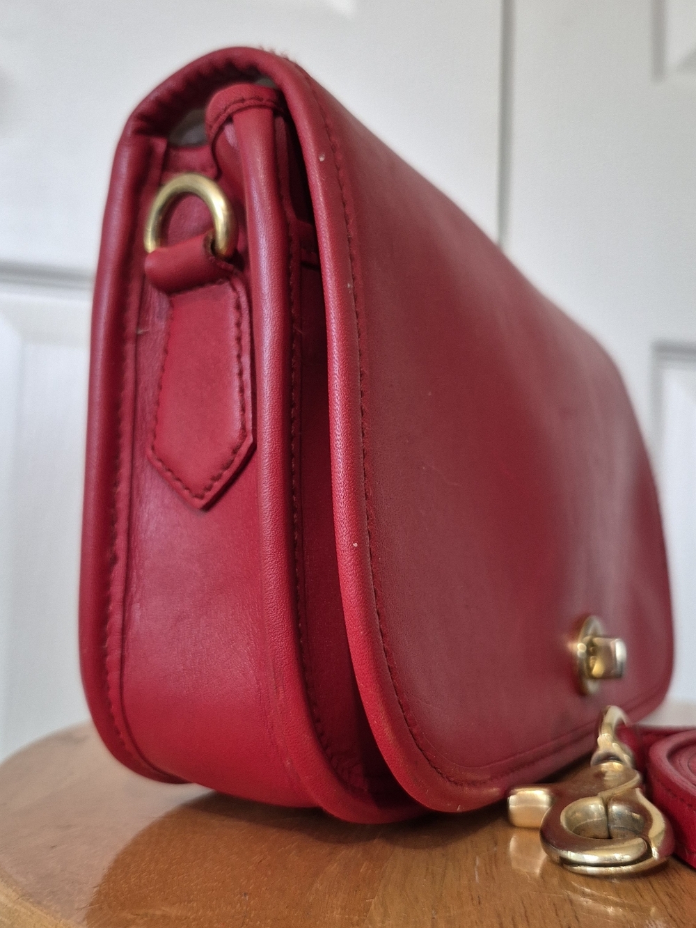 TANNERY WEST vintage Red Leather Turnlock Satchel - Picture 6 of 16